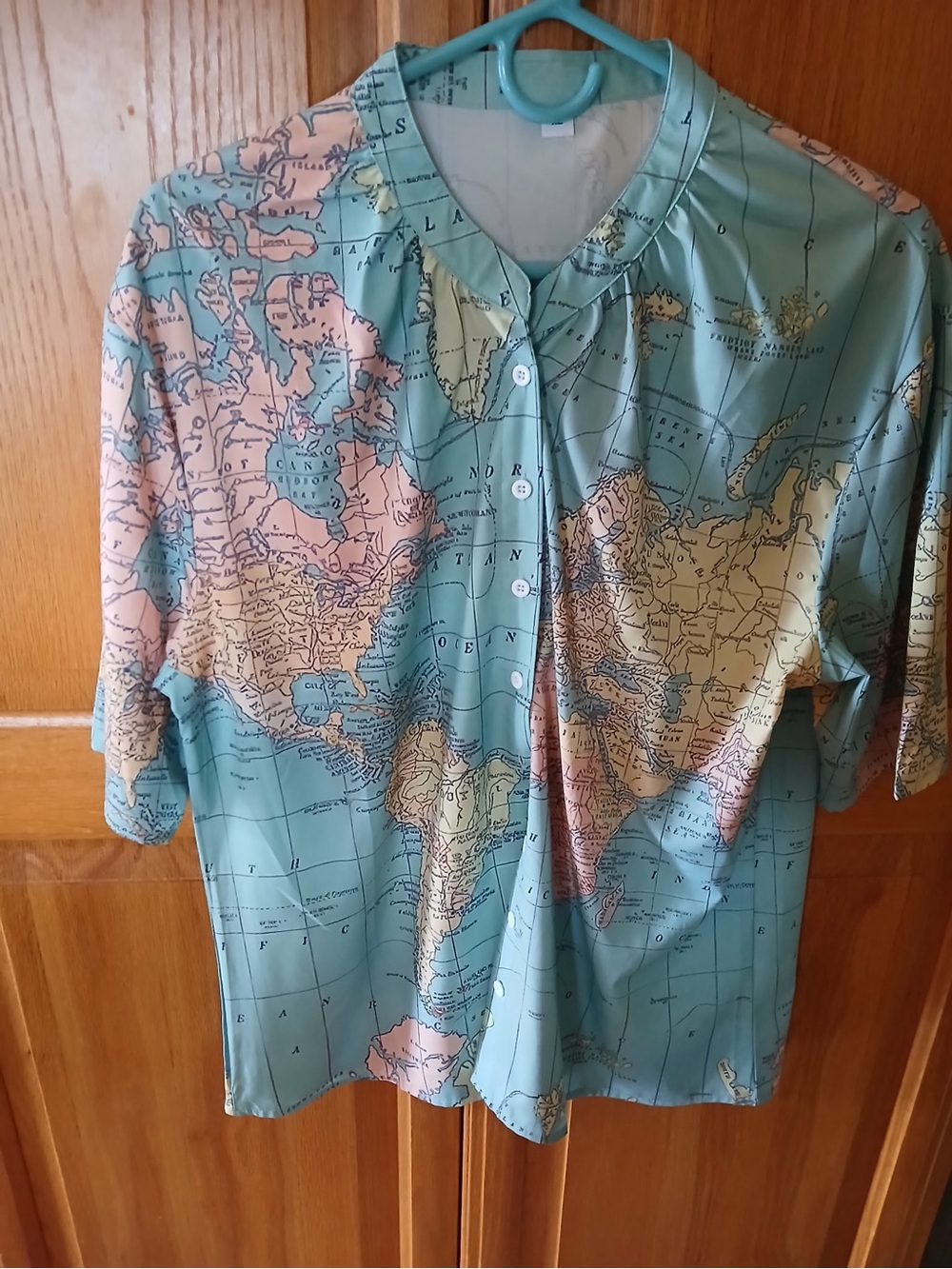 NEW Map Print Short Sleeve Blouse